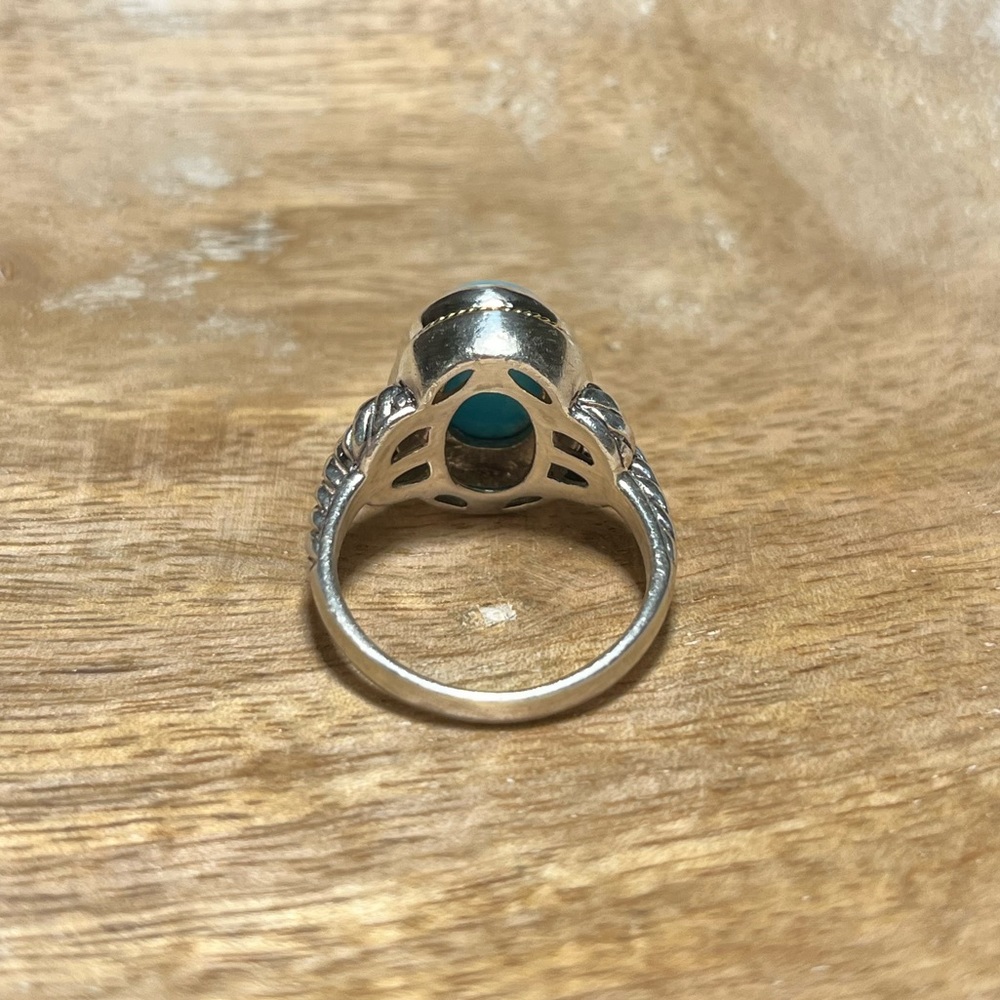 *SOLD* EFFY Sterling Silver & 18K Yellow Gold Blue Turquoise Ring - Picture 10 of 16